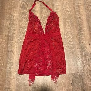 Victoria’s Secret red size small lace garter slip